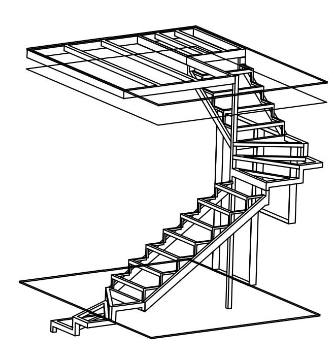 чертеж лестницы с фальшополом